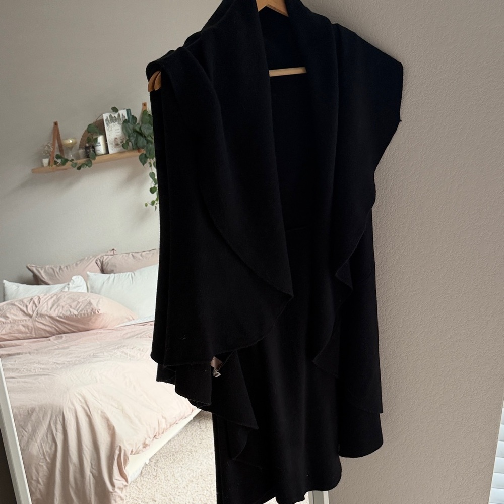 Anthropologie Black Draped Open-Front Sweater Shrug